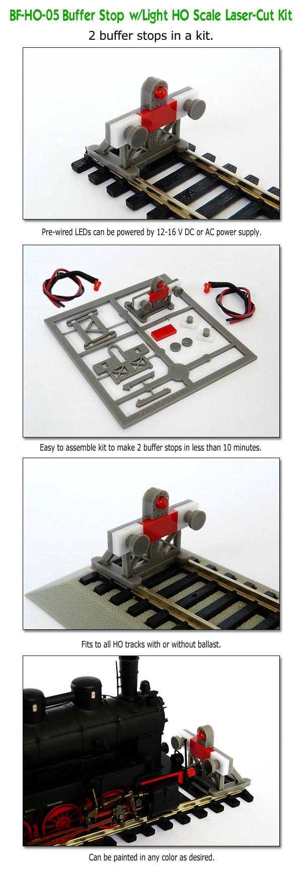 Proses HO Laser Cut Buffer Stop Kit With Light x 2 HO-05